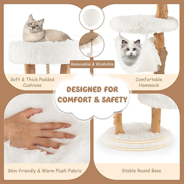 Arbre à Chat 87cm à 4 Niveaux avec Plateforme Perchoir Hamac Griffoirs en Jute Arbre à Chats pour Se Reposer