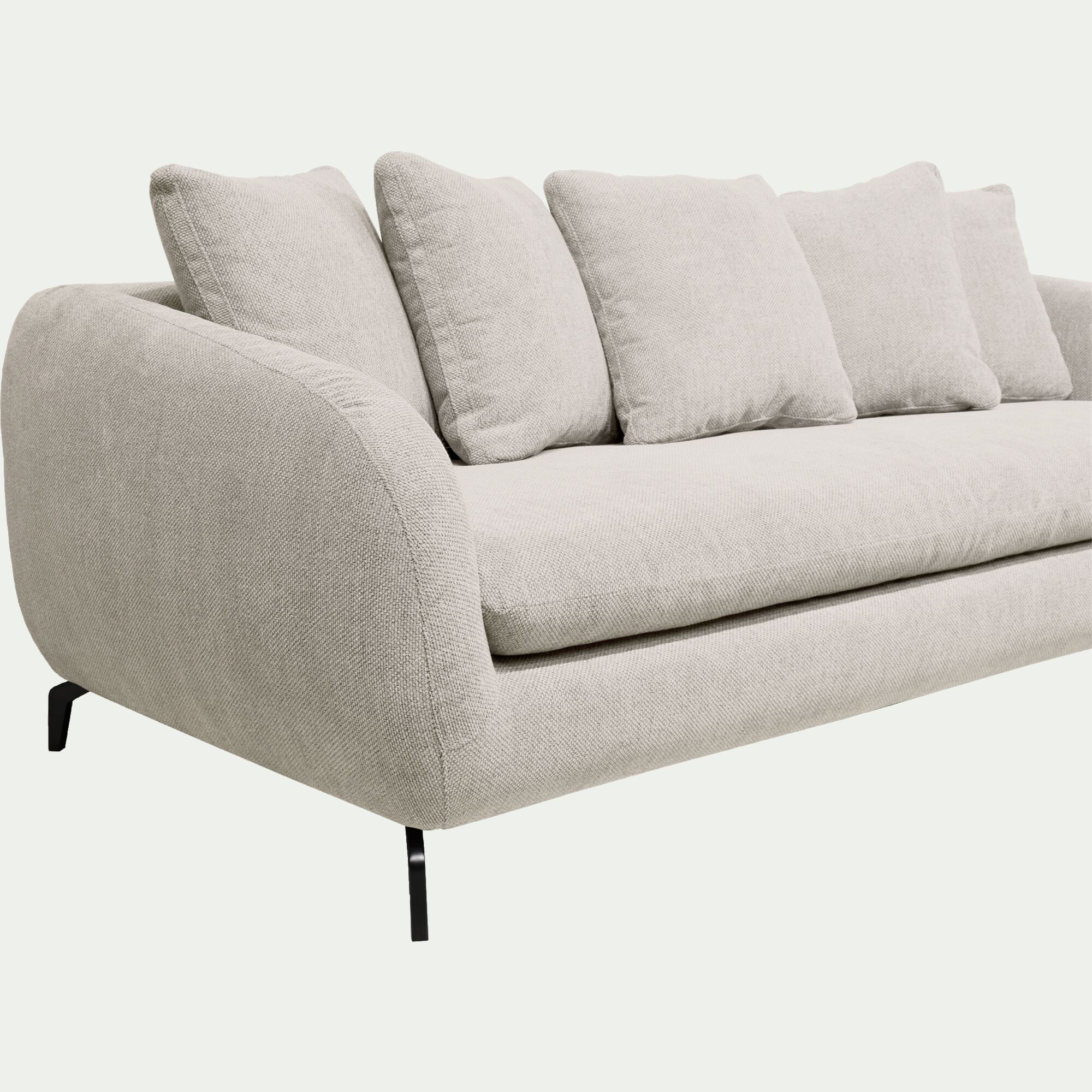 COLINE - Canapé fixe 4 places en tissu tramé piétement noir - beige roucas