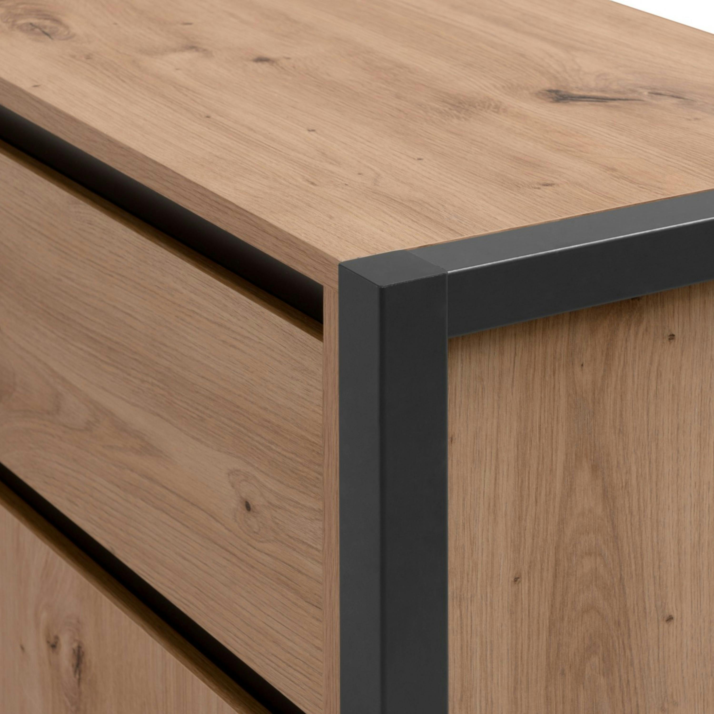 Bureau d'angle effet chêne avec bloc rangement ALVA