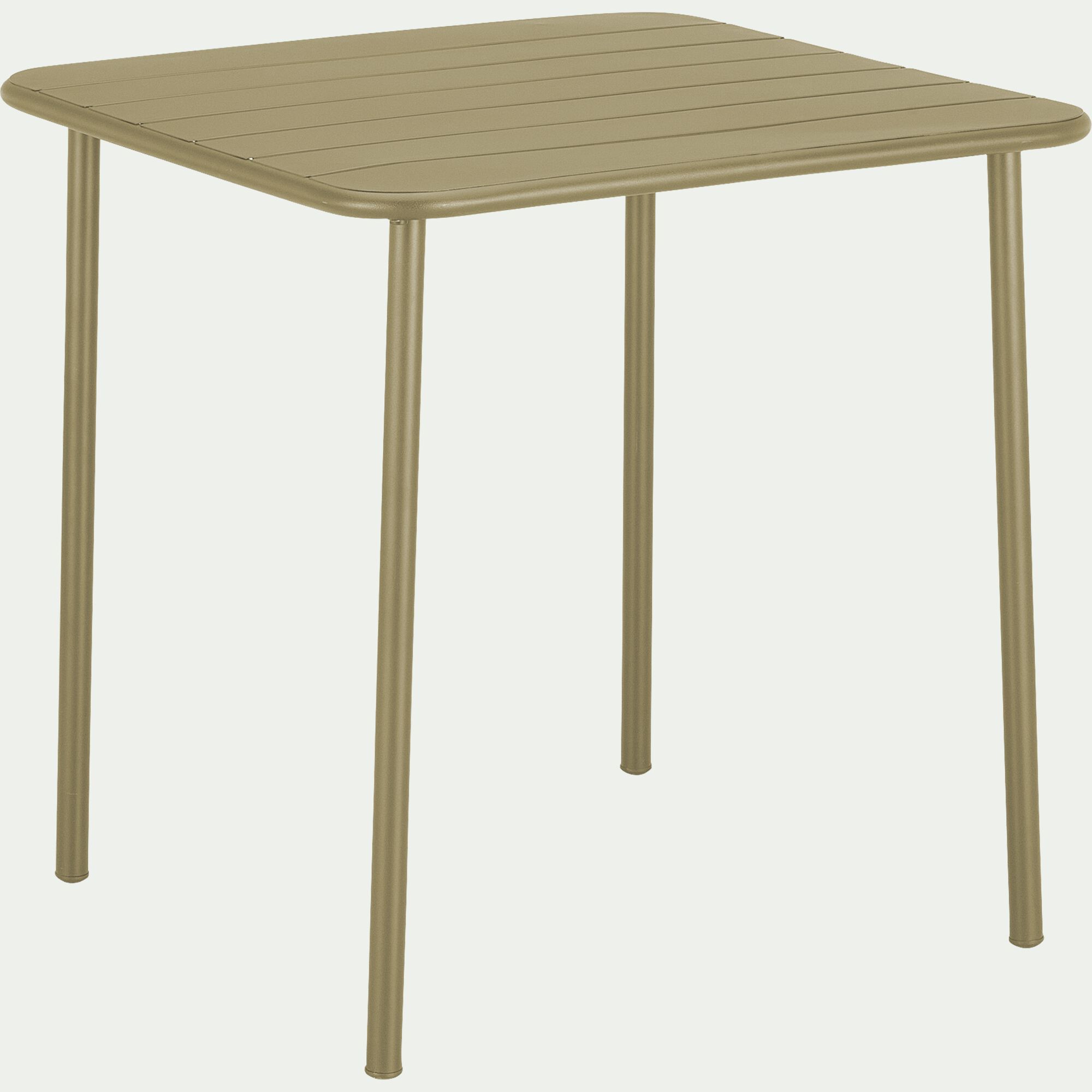 SOURIS - Table de repas jardin fixe carrée en acier - vert kaki (2 places)