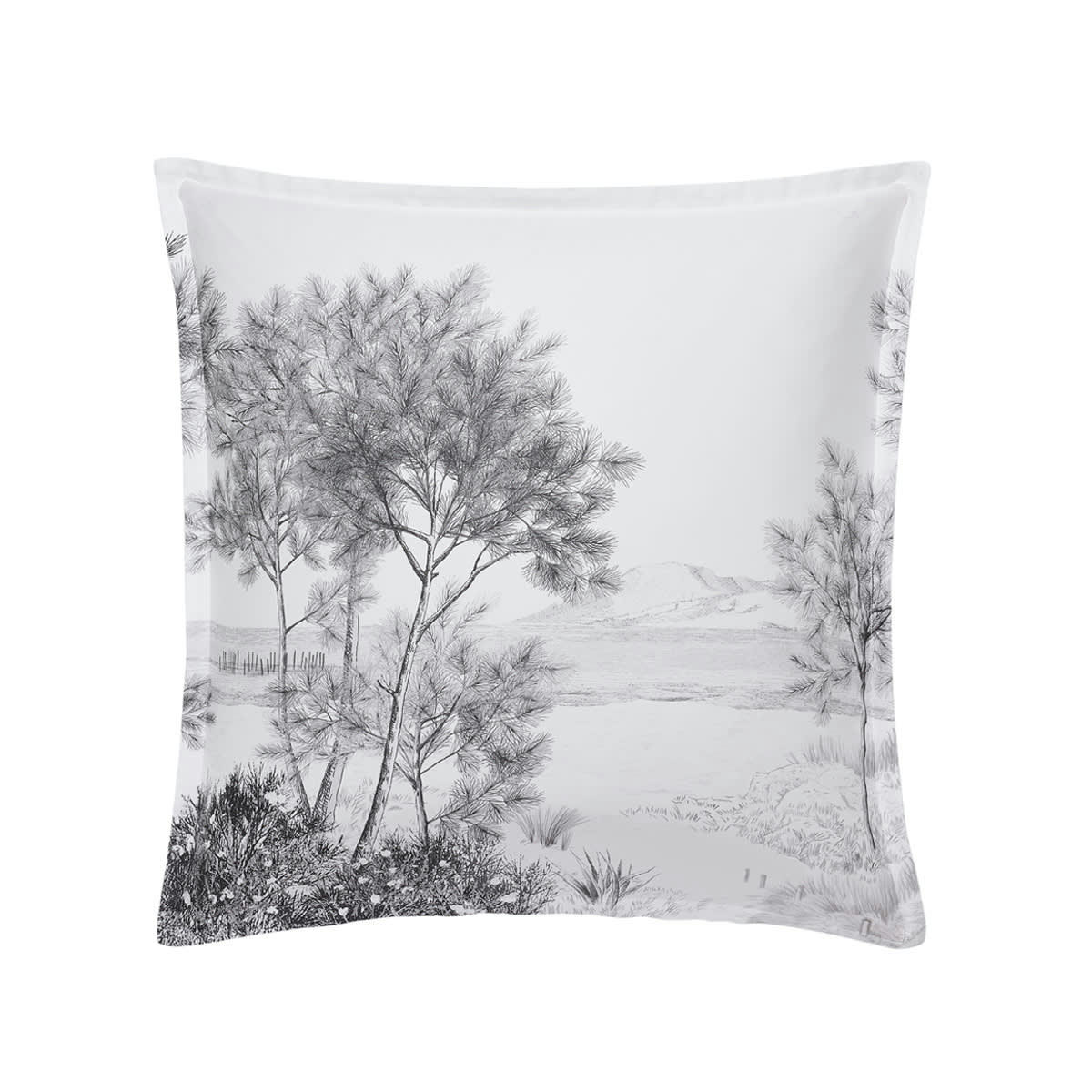 DUNE - Taie d'oreiller en satin de coton noir et blanc 65x65