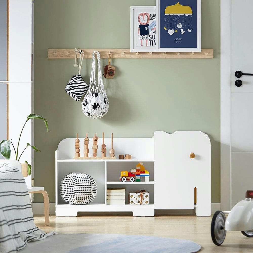 - Étagère pour enfants en forme d'éléphant effet bois blanc