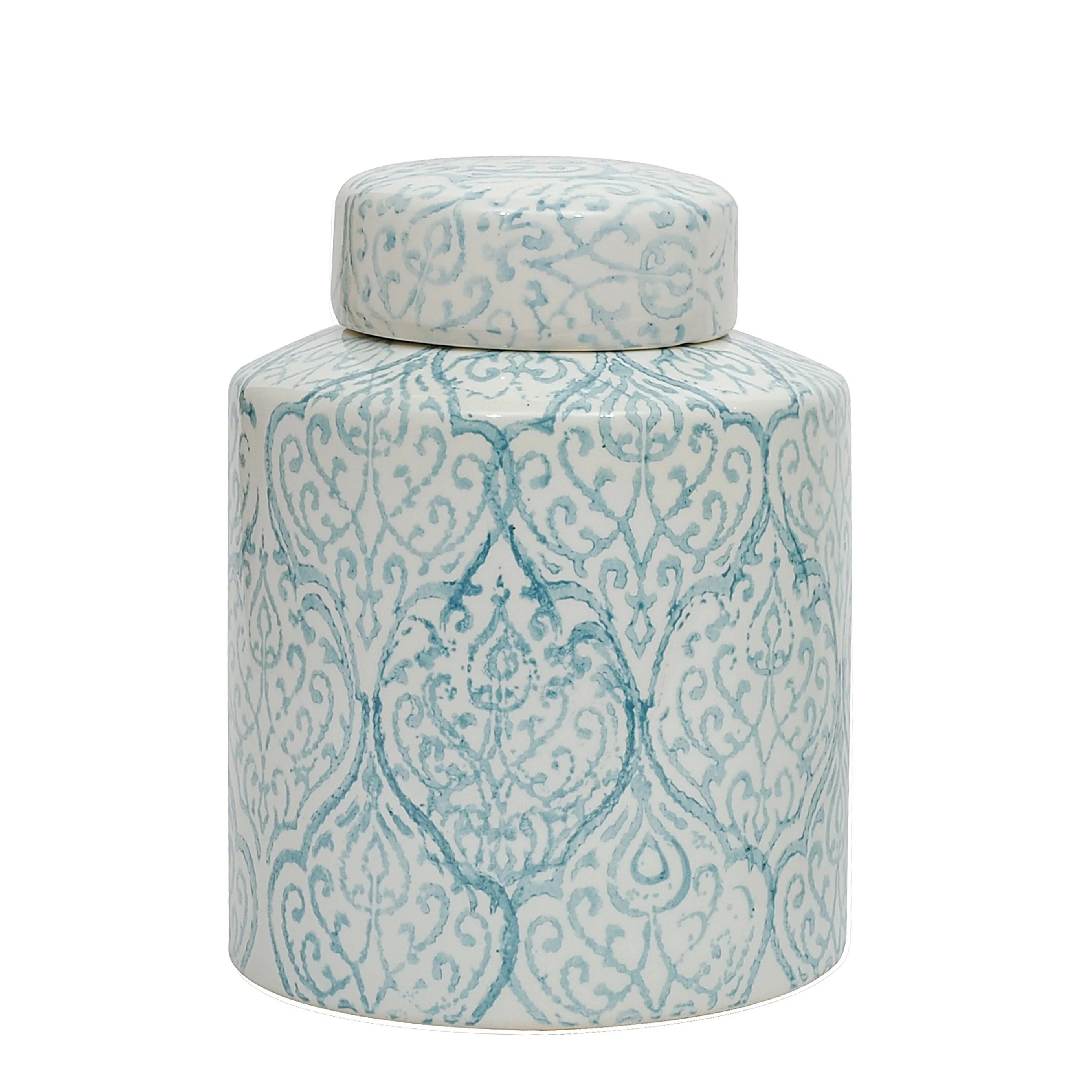 Blue & White Decorative Ginger Jar with Lid