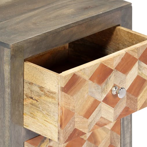 NNEVL Bedside Cabinet Grey 40x30x50 cm Solid Mango Wood