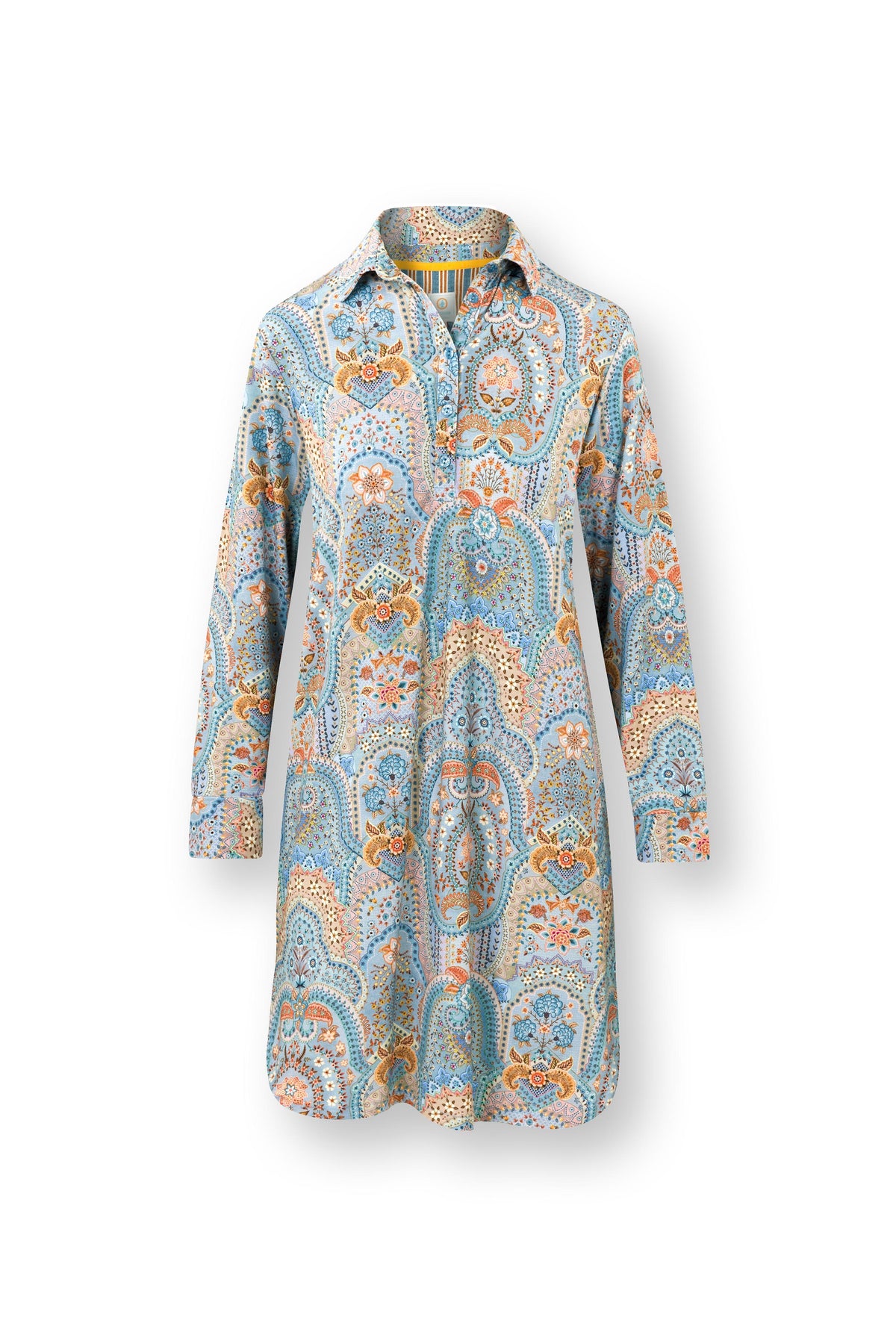 Pip Studio - Daaltje Nachthemd Lange Mouw Dames - Jabali - Blauw - XXL