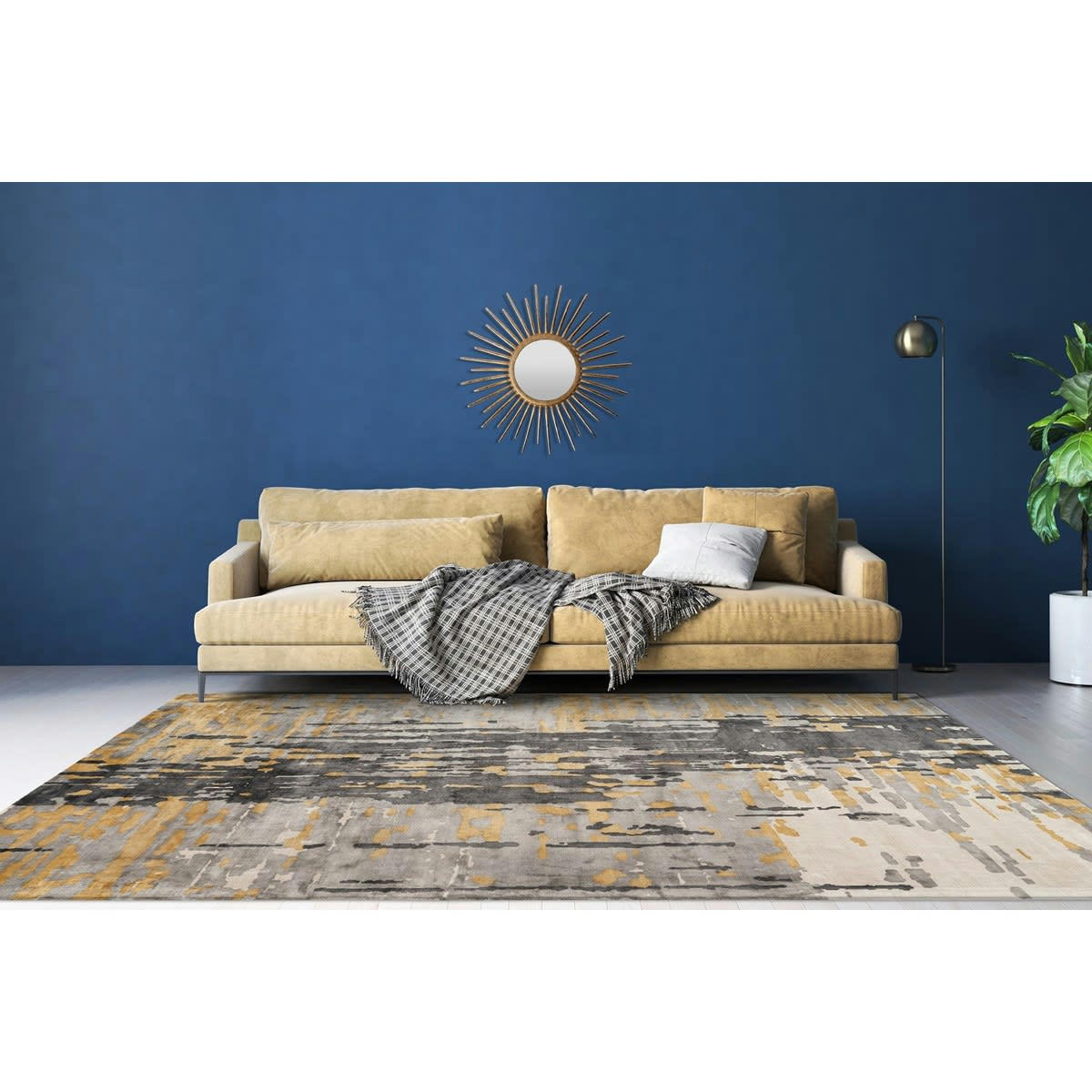 BLAU - Tapis de salon moderne en Viscose Or 120x170 cm