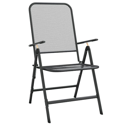 NNEVL Folding Garden Chairs 4 pcs Expanded Metal Mesh Anthracite