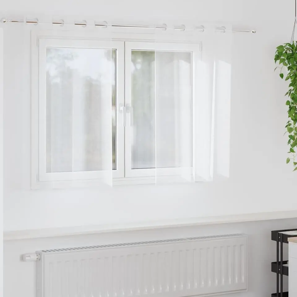 vidaXL Vitrages met ringen - Wit - Polyester - 140x140 cm - Set van 2