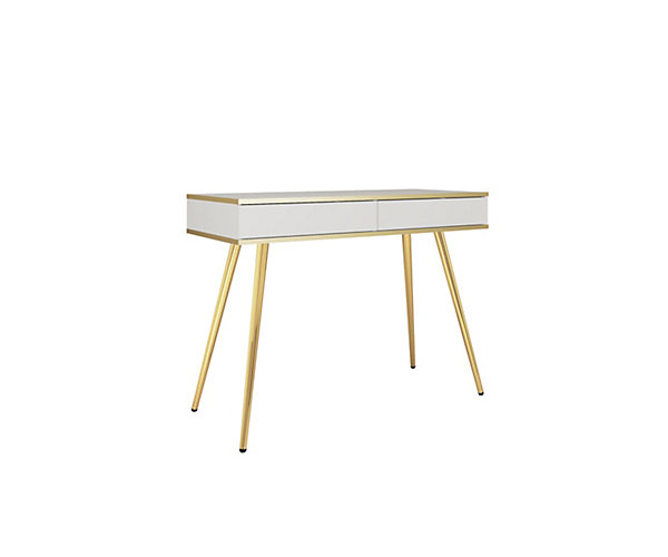 Coiffeuse, blanc, pieds dorés, 102 x 79 x 50 cm