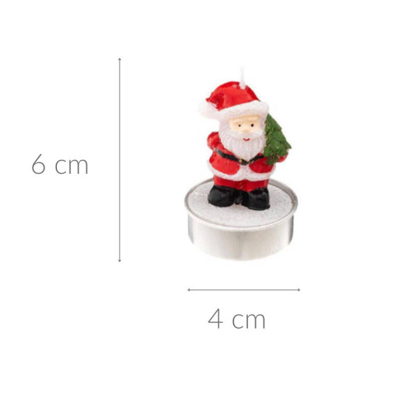 Świąteczne tealighty w kształcie Mikołaja, 6 szt.