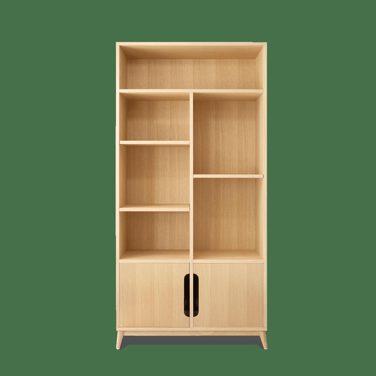 BOOK - Bibliotheque peu profonde couleur chene naturel, 2 portes- 175*86*40.