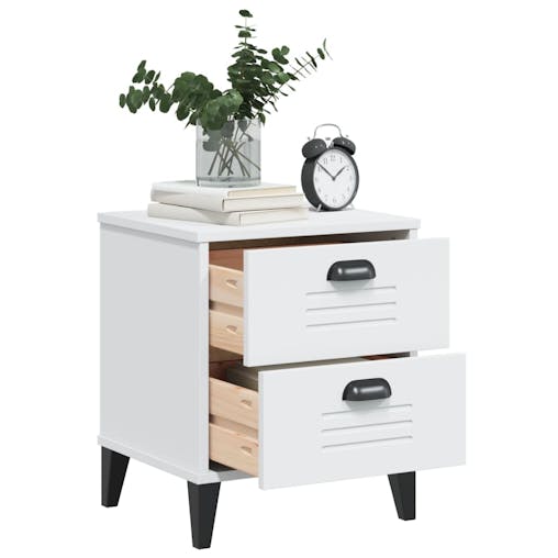 NNEVL Bedside Cabinet VIKEN White Solid Wood Pine