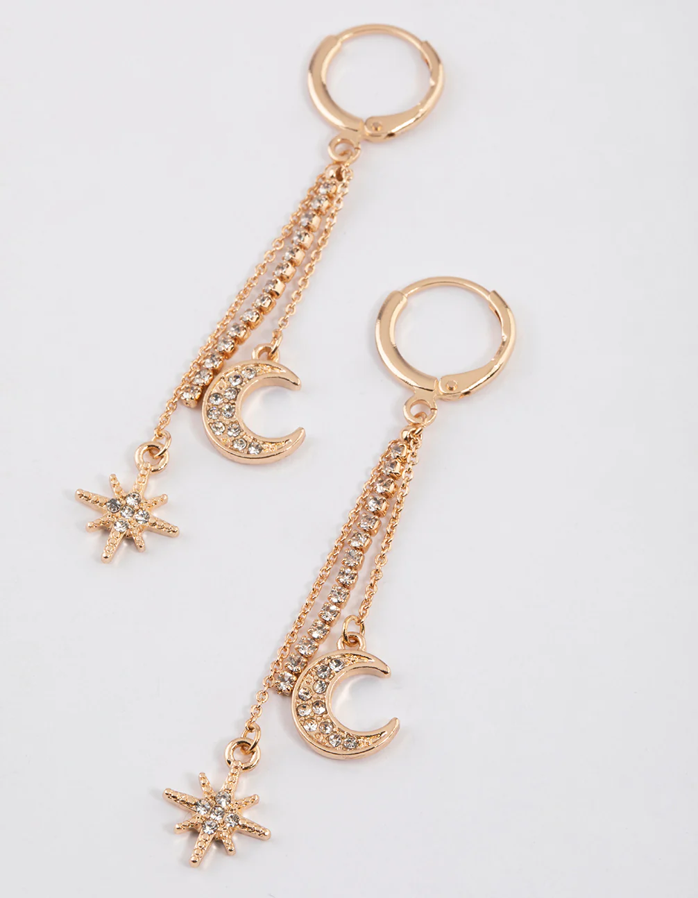 Gold Celestial Cup Chain Drop Earrings