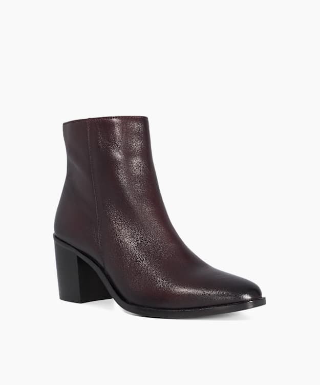 Purl Brown - Leather Heeled Ankle Boots