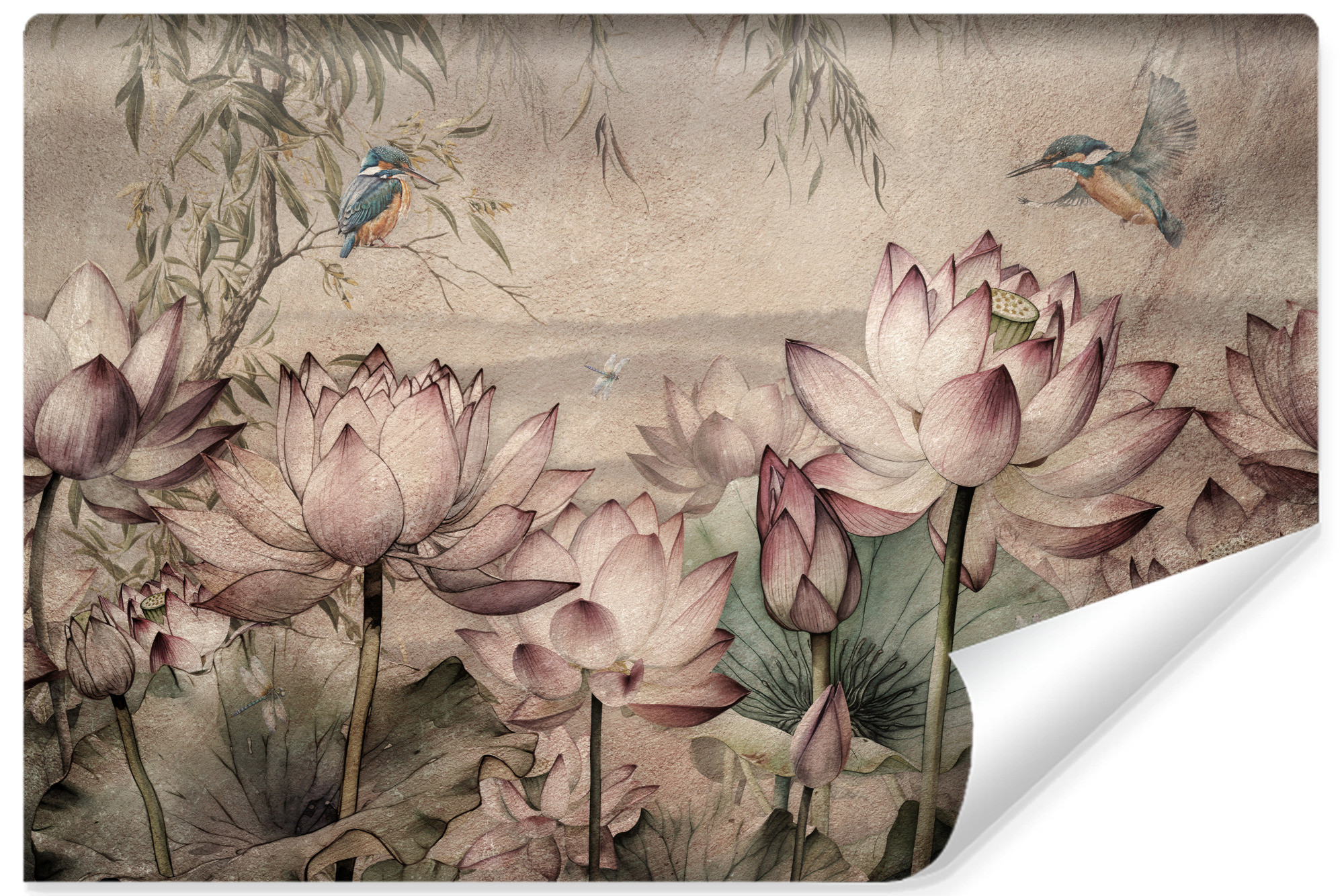 Fototapeta Kwiaty Lotosu W Stylu Vintage 90x60cm