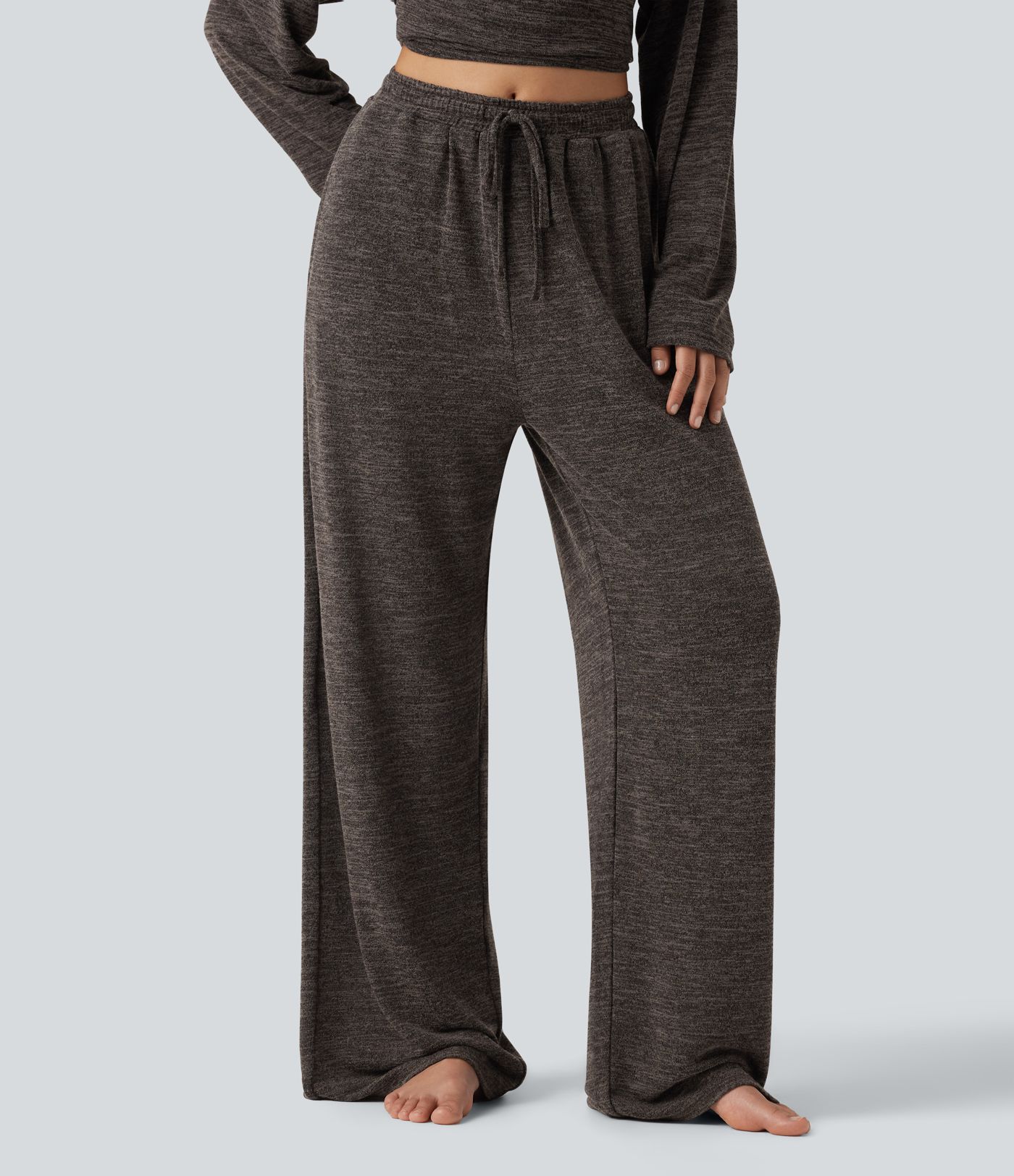 Pantalon baggy taille mi-haute à cordon avec poches