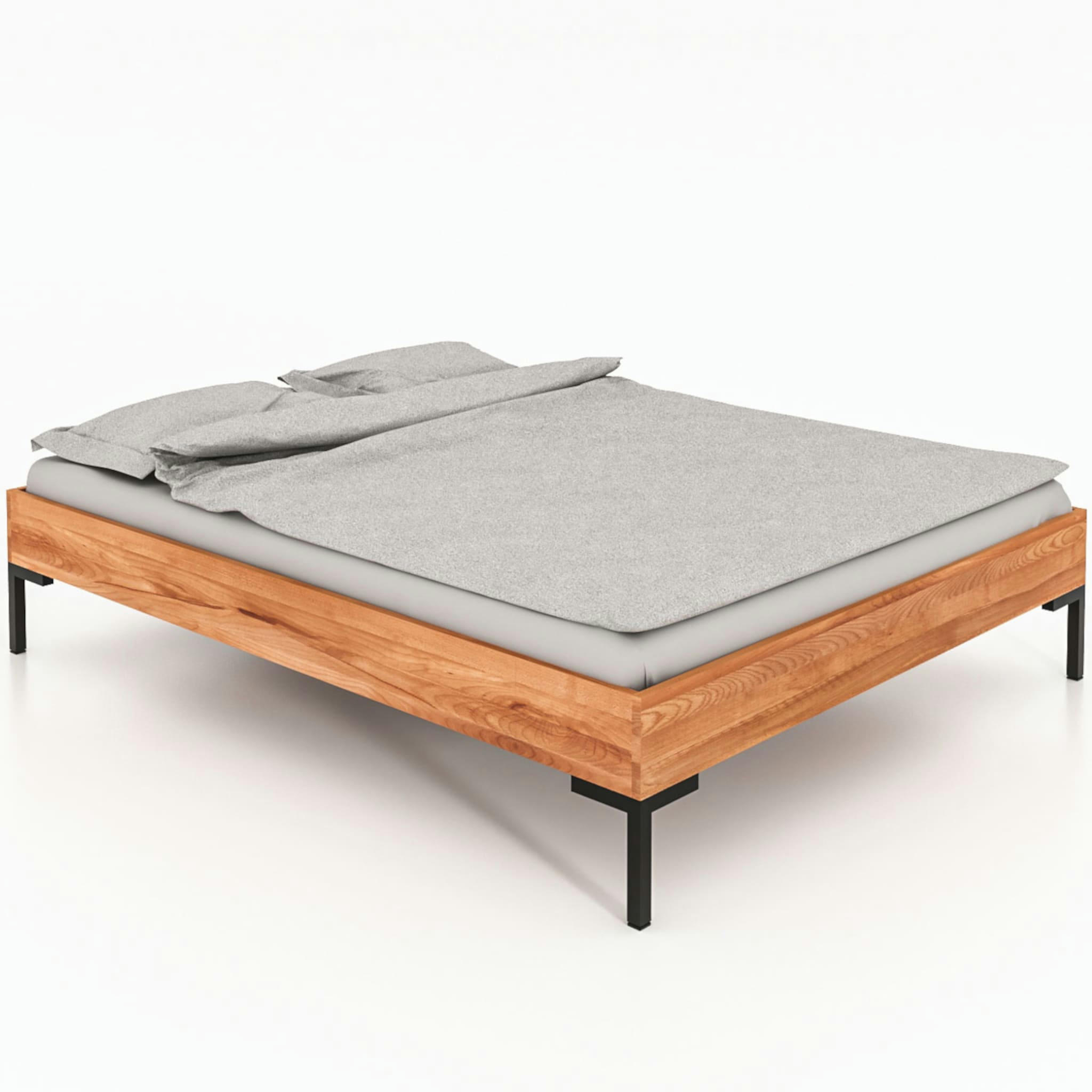 - Lit en chêne massif bois clair 140x190