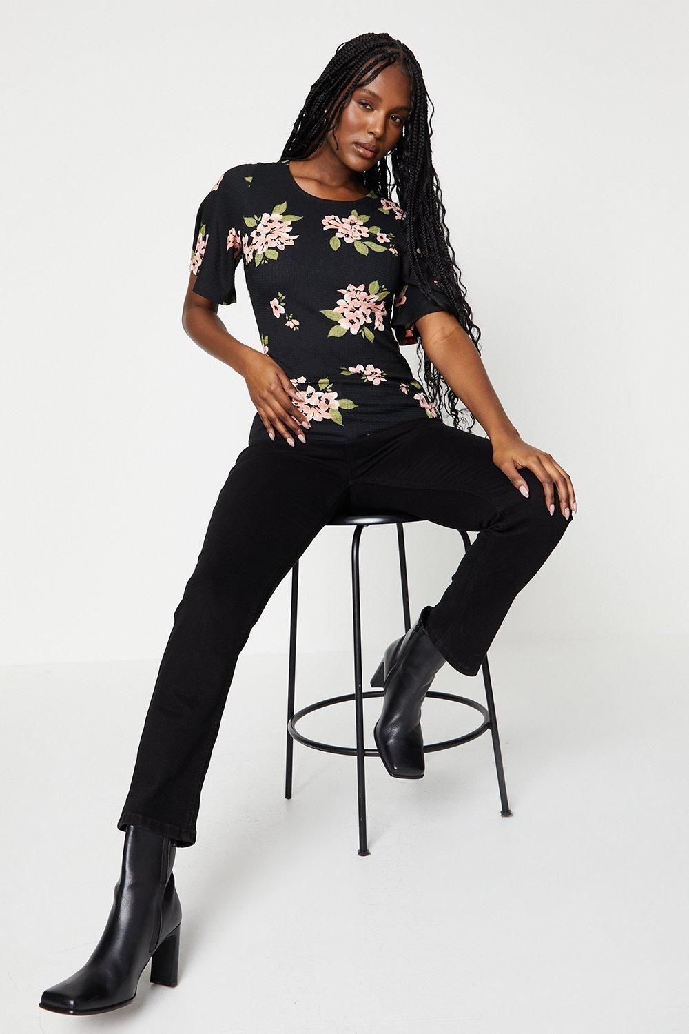 Dorothy Perkins Crew Neck Flutter Sleeve Top