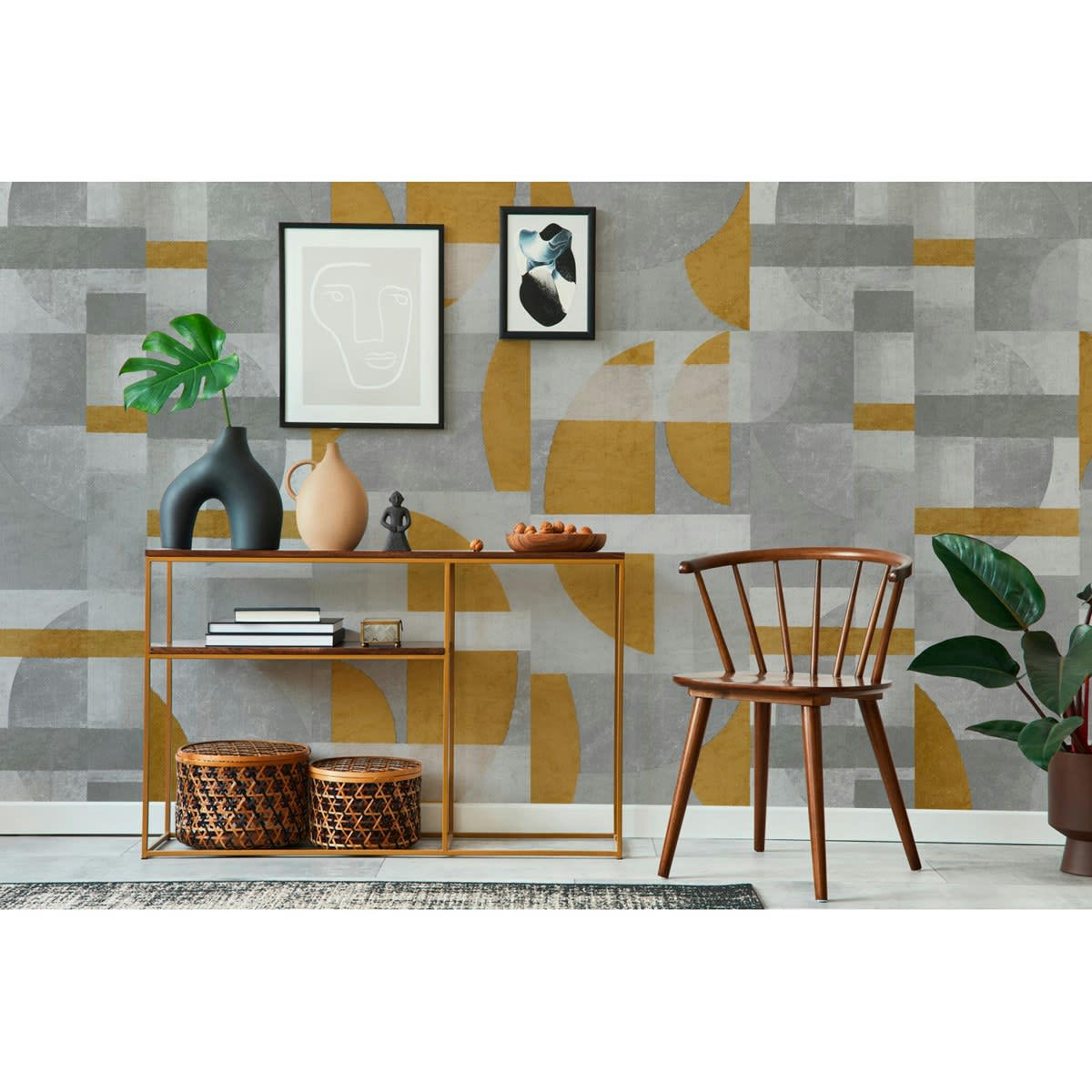 WALTER - Papier peint panoramique motif graphique Gris 432x280cm