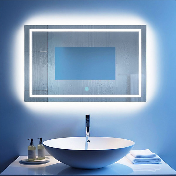 Miroir à luminosité réglable 120x80 pour Salle de bain avec zone antibuée SANILAND