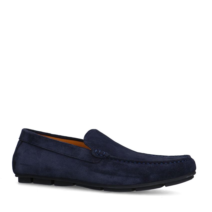 Manfield Donkerblauwe suède loafer