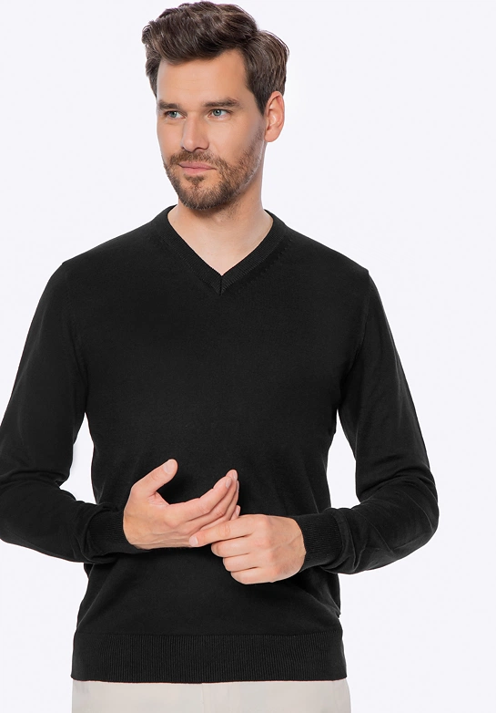 Sweter męski bawełniany z kaszmirem czarny