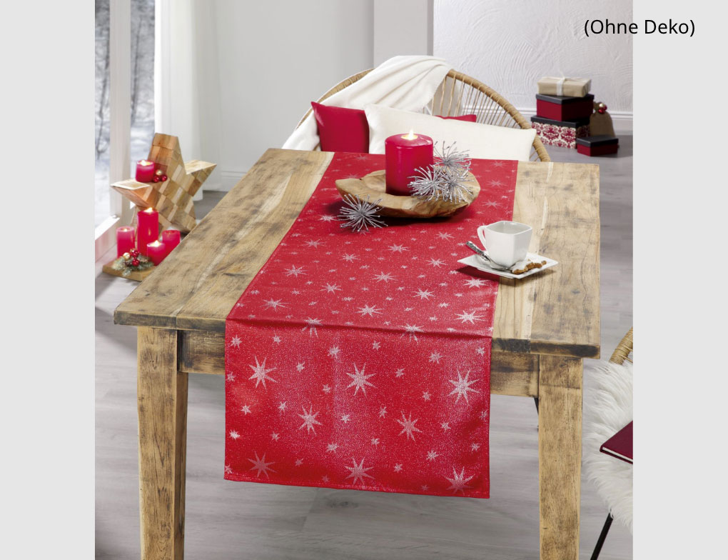 Tischläufer Stern Jacquard Rot