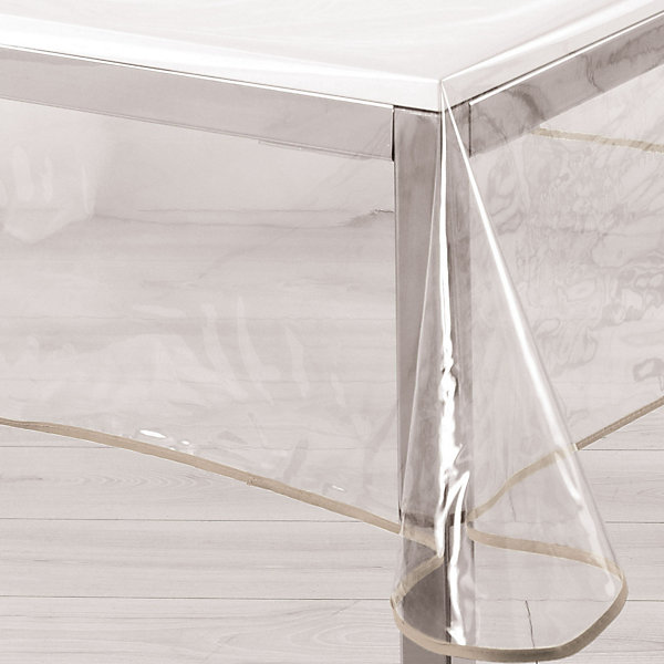 Nappe rectangle transparente ourlet coloré (140x240 cm - Taupe)