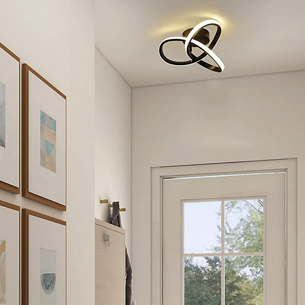 NETTLIFE Plafonnier LED Blanc Chaud - 19 W Lampe Noire Lampe de Moderne Petite 3000 K pour Chambre d'enfant Salon Chambre Couloir
