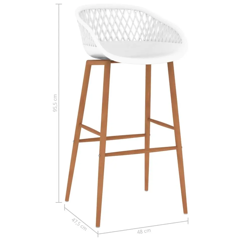 vidaXL Barstoelen met mesh-look rugleuning - 74.5 cm - Wit en bruin - 2 St.