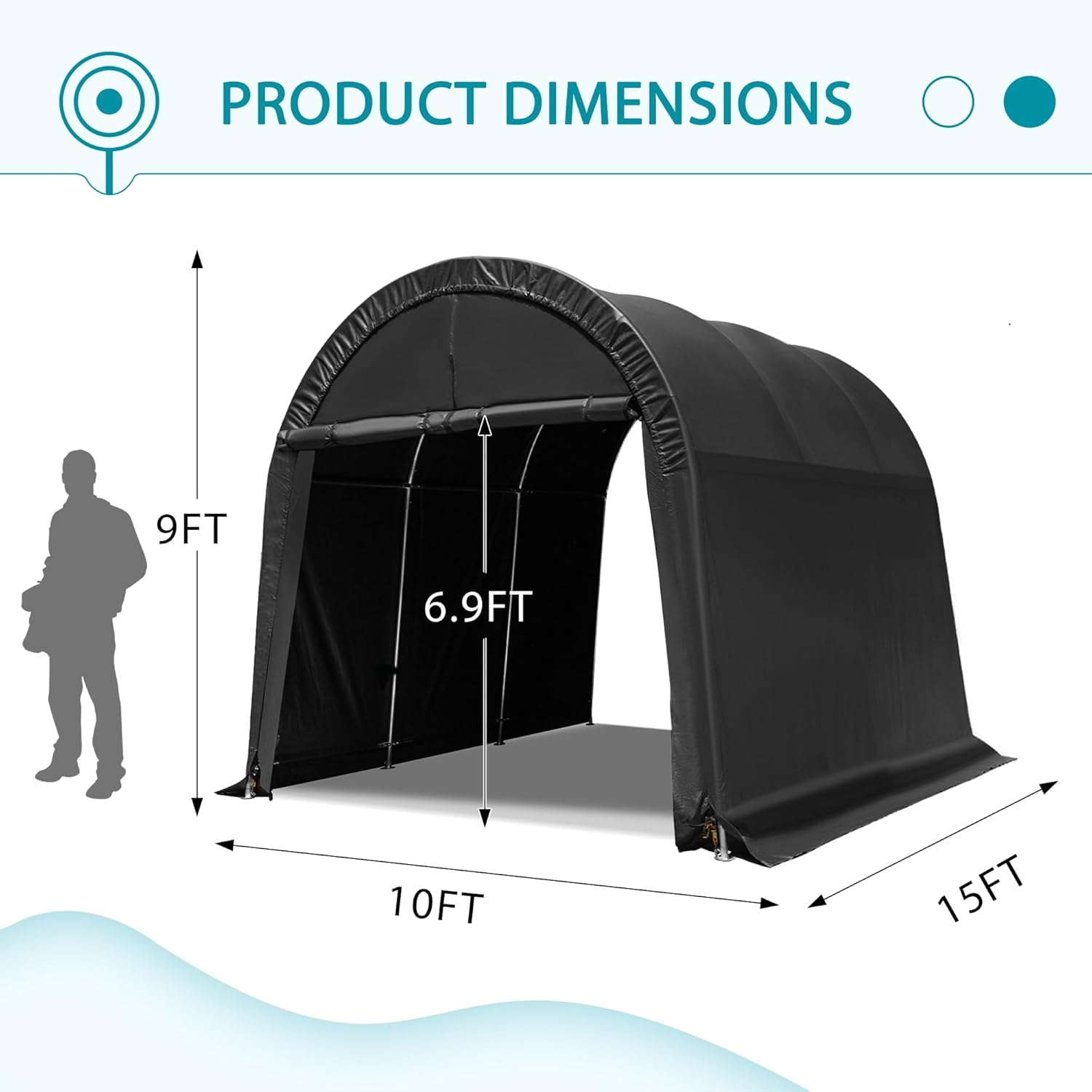10x15 FT Heavy Duty Carport, Portable Garage with Reinforced All-Steel Frame and Round Style Roof, Anti-Snow All Covered Car Canopy Outdoor Waterproof Storage Shelter for Car,Truck,Boat