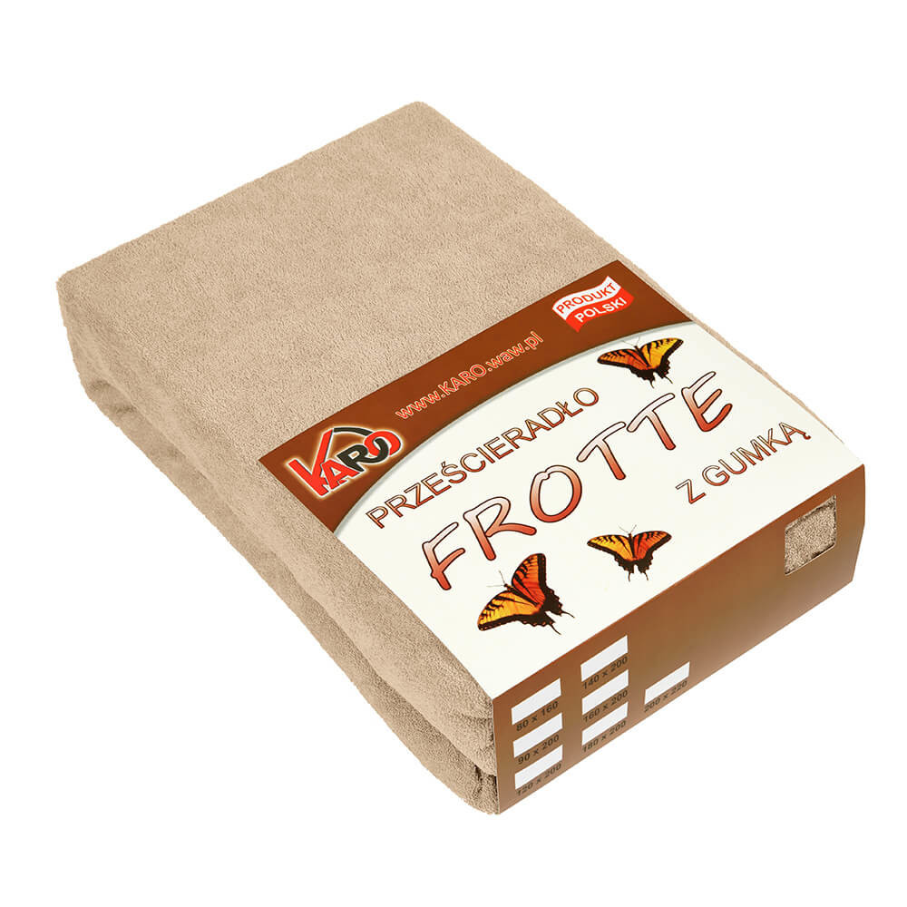 Prześcieradło frotte z gumką 70x140 beżowe 009 KARO