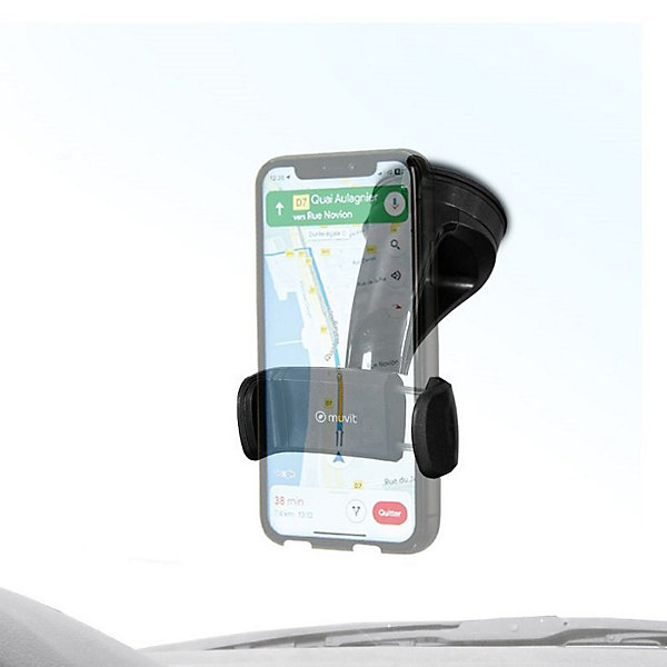 Muvit Support Voiture pour Smartphones Rotatif à 360 Pince Extensible à 80mm Noir