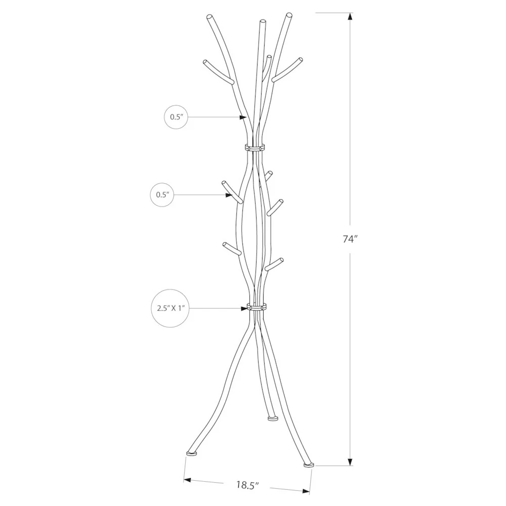 Coat Rack - 74H / White Metal