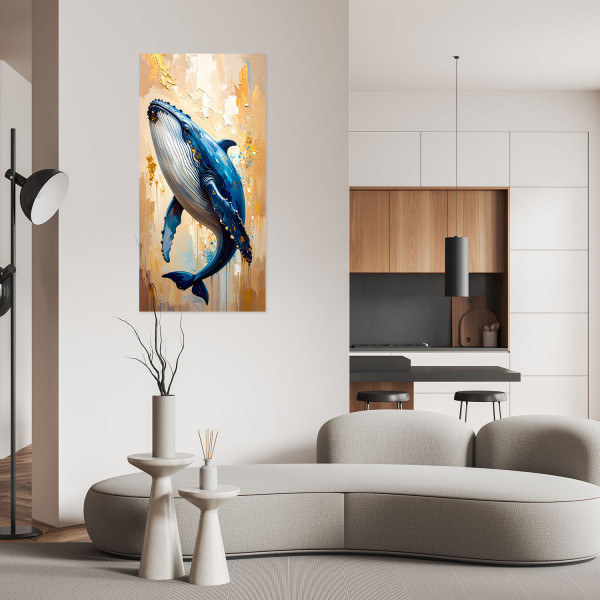 Plakat samoprzylepny do salonu Feeby Wieloryb Ssaki Ocean Zwierzęta 40x80