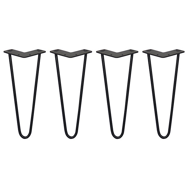 4 Pieds de Table en épingle à Cheveux 30,5cm 2 Tiges 10mm Fini Noir