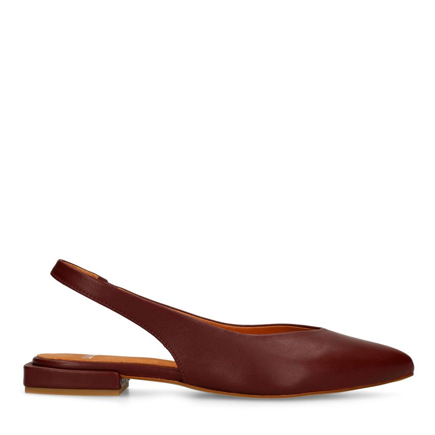 Manfield Bordeaux rode leren slingbacks