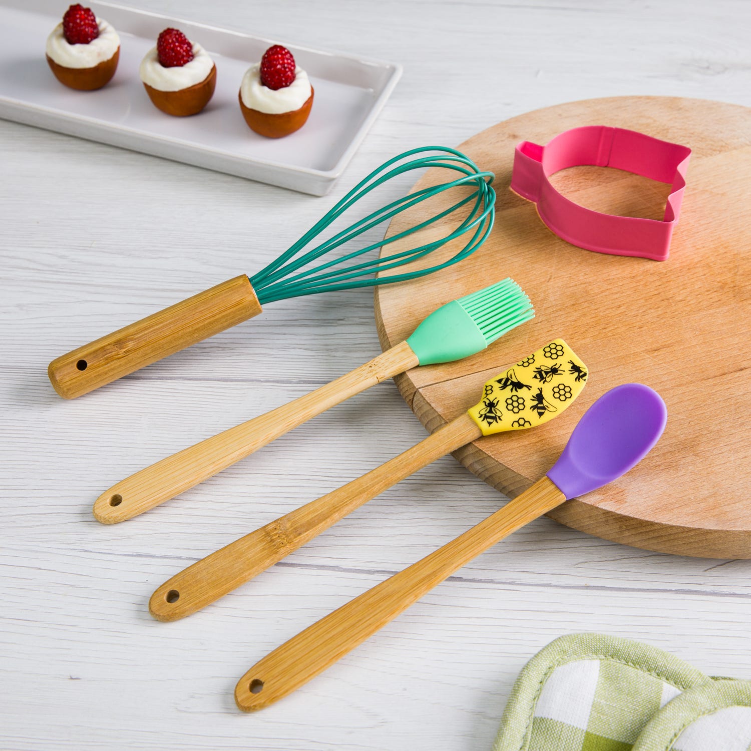 Set 4 accessori pasticceria silicone con formina fiore