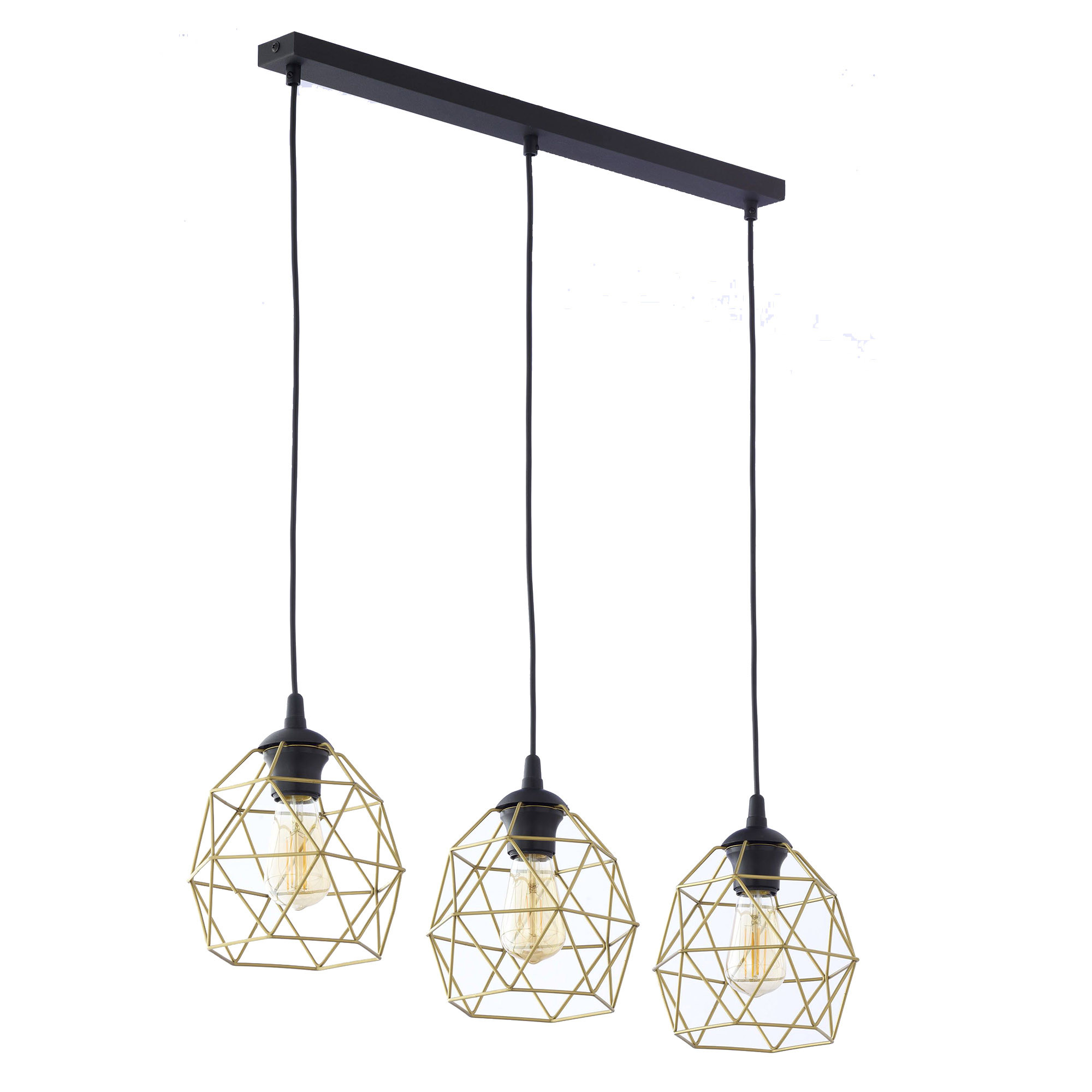 Galaxy Black Gold lampa wisząca 3 pł listwa