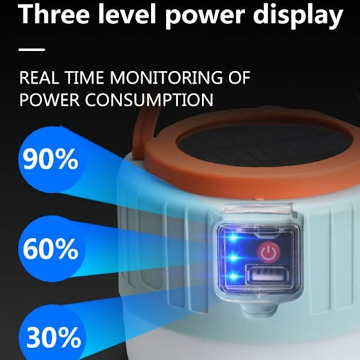 NNETM LED Solar Camping Lantern Rechargeable Portable Outdoor Light