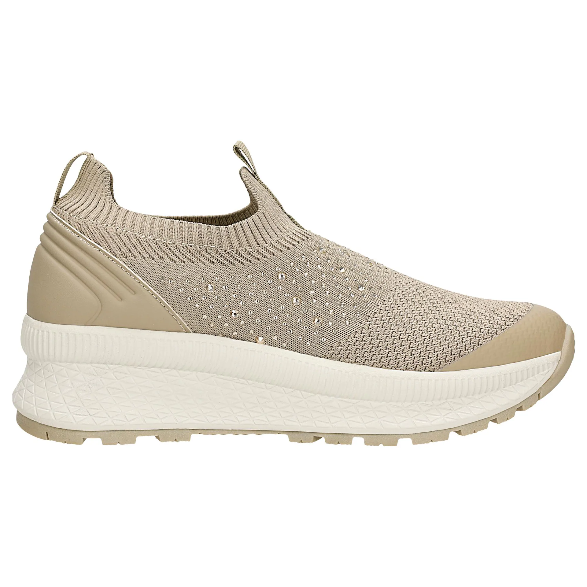 Beżowe wsuwane sneakersy RELAKS z kryształkami