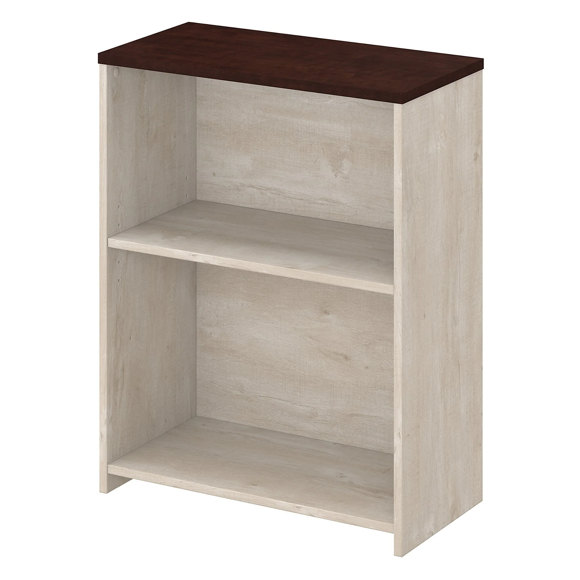Bush Townhill 2 Shelf Bookcase in Washed Gray and Madison Cherry
