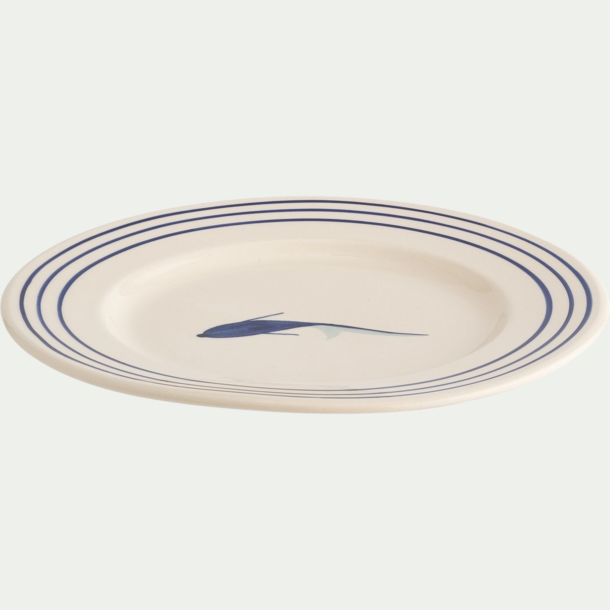 ANCHOVA - Assiette à dessert en faïence avec motif D22cm - blanc