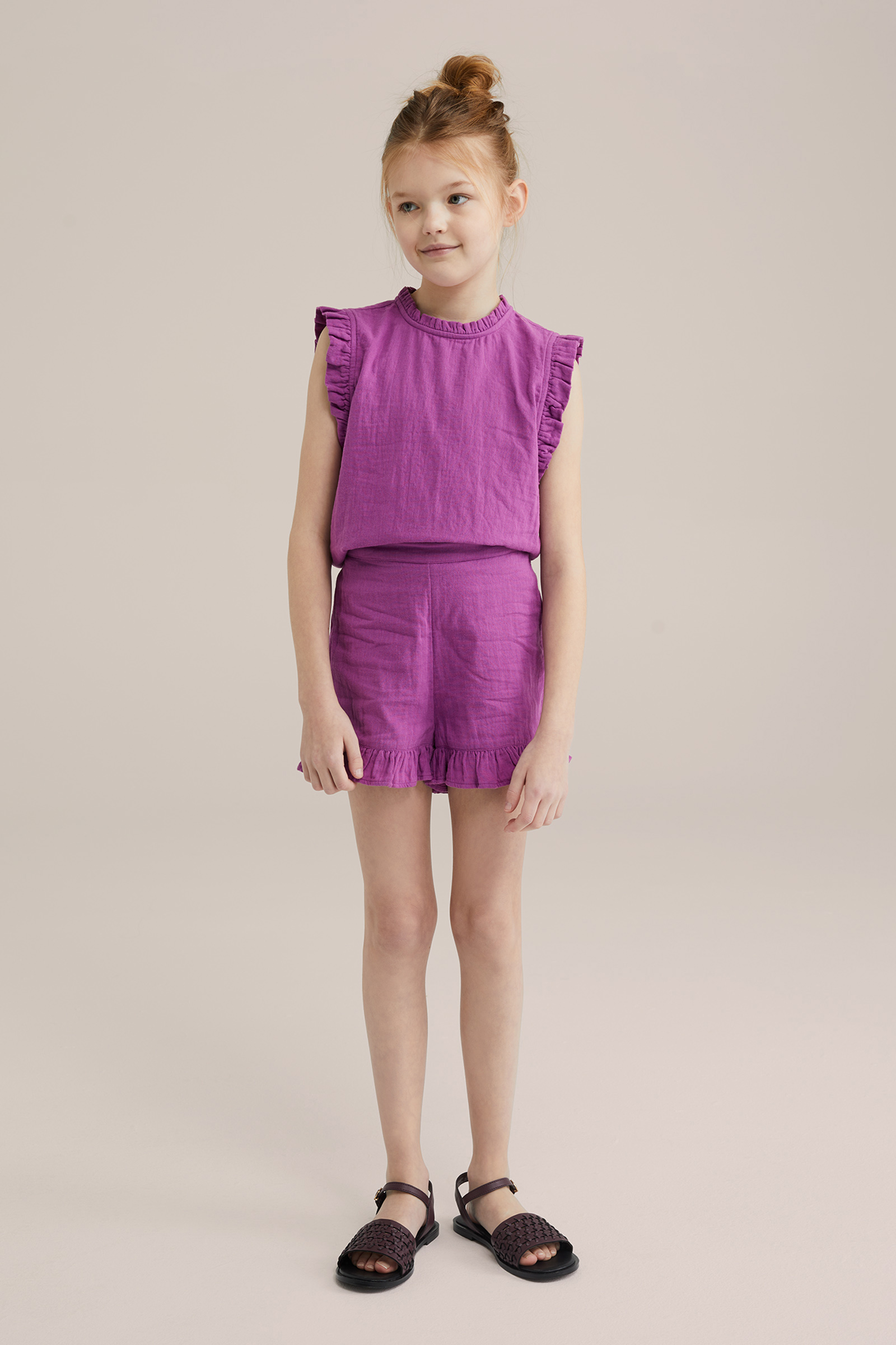 Meisjes singlet met ruches