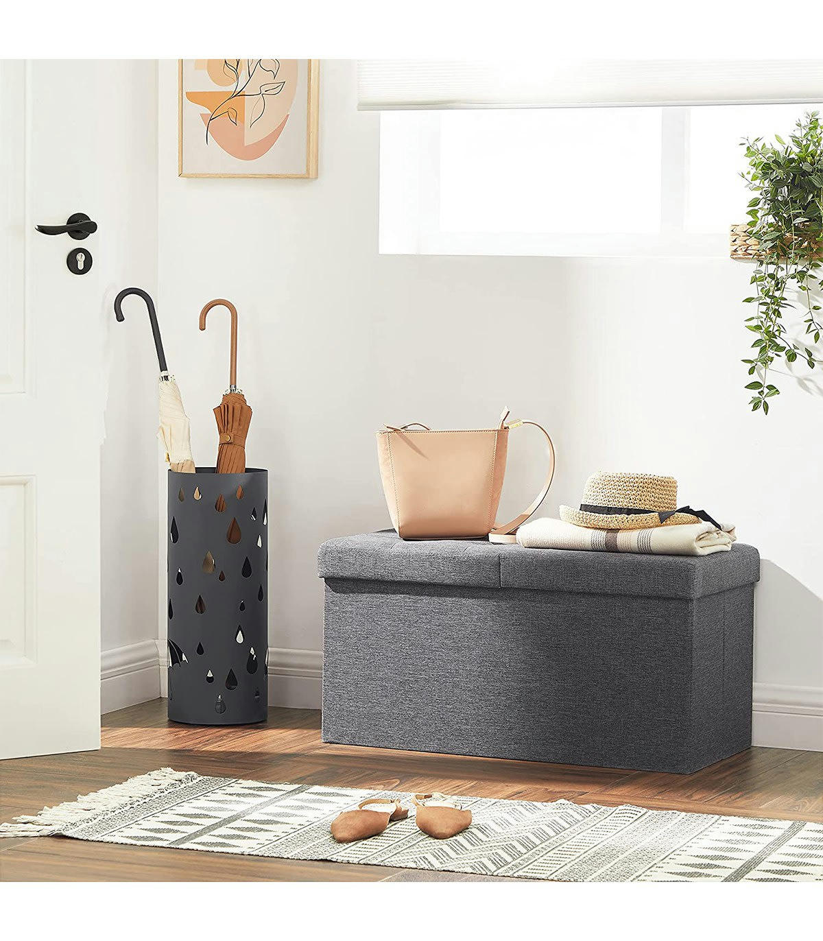 - Coffre de rangement avec couvercle pliable par 2 côtés - L76 cm