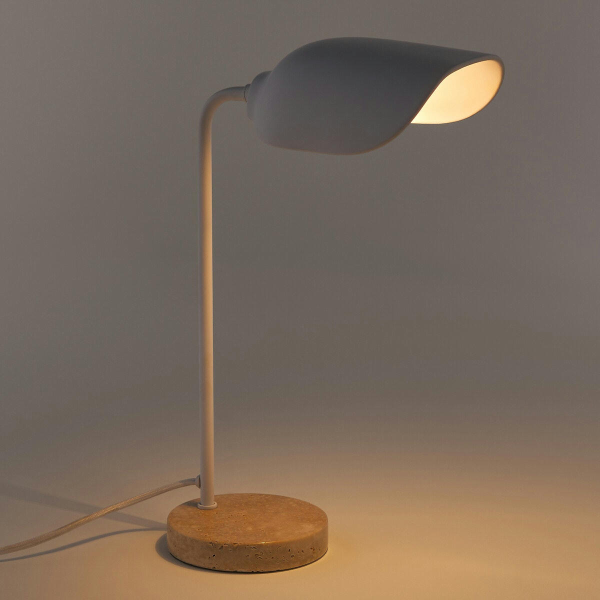 Lampe à poser céramique et travertin, Perlata