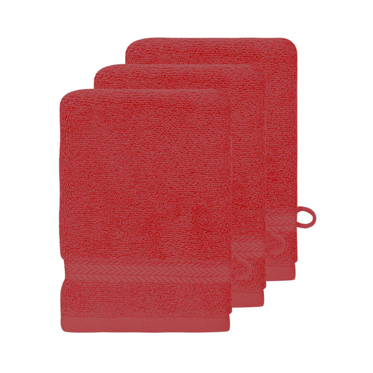 LUXURY - Lot de 3 gants de toilette 550gr/m²  rubis 16x22 cm