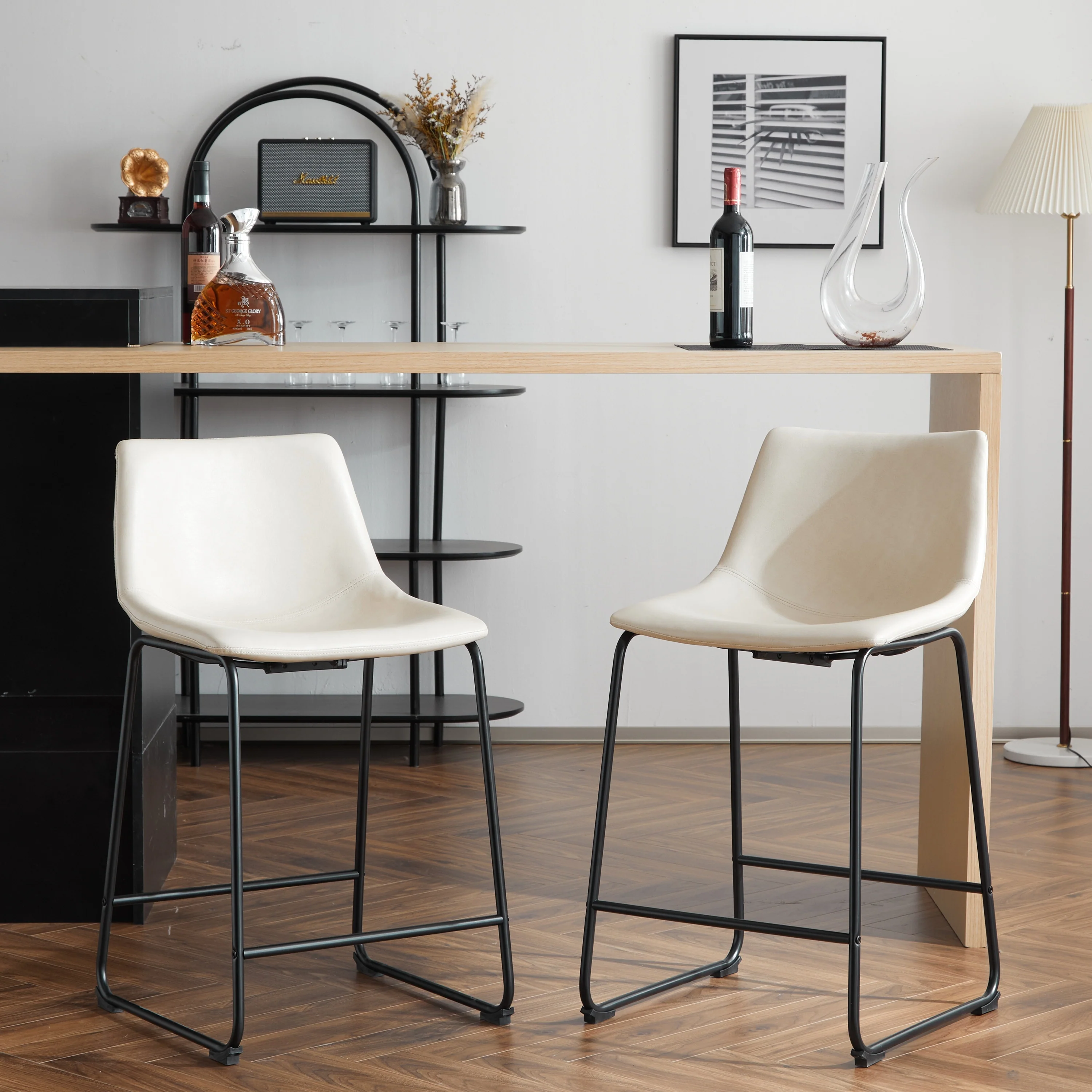 Cedric Faux Leather Counter Stool (Set of 2) by Christopher Knight Home