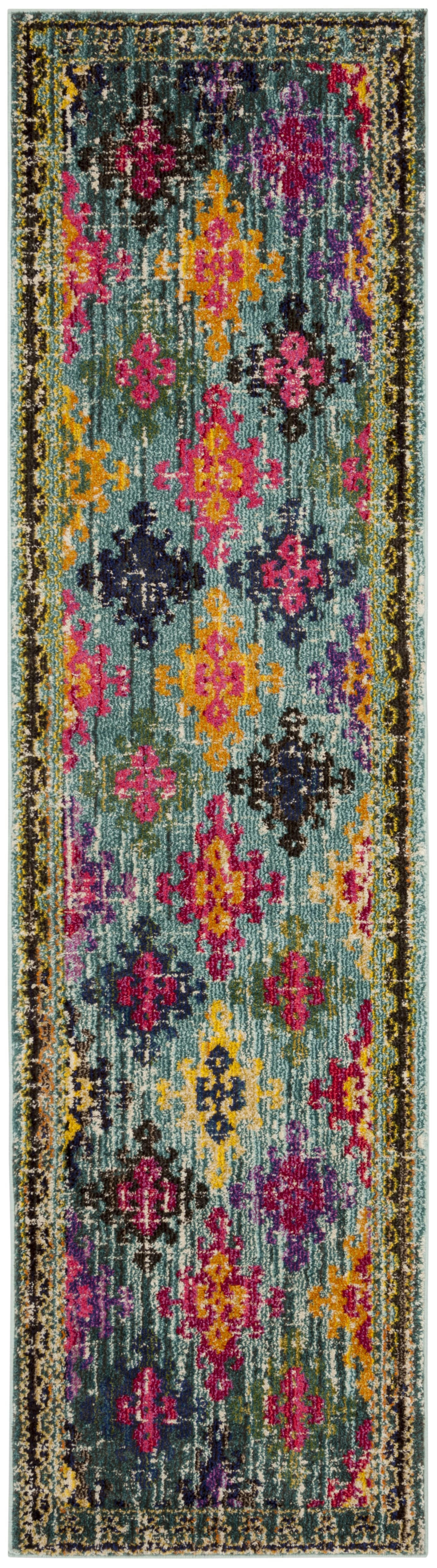 MONACO - Tapis de salon interieur en bleu & multicolore, 66 x 244 cm