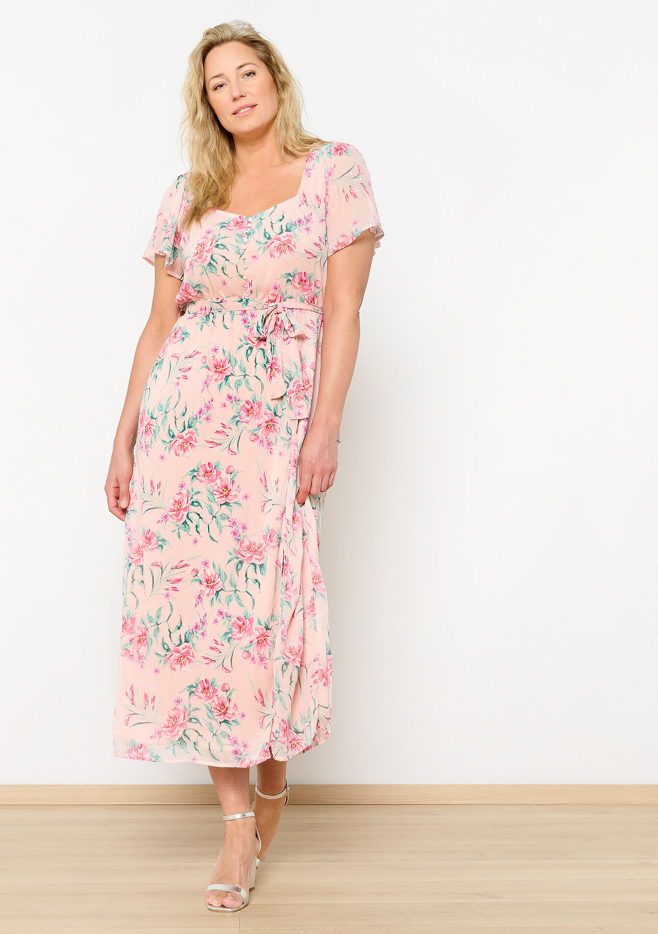 Maxi-jurk met lurex bloemen